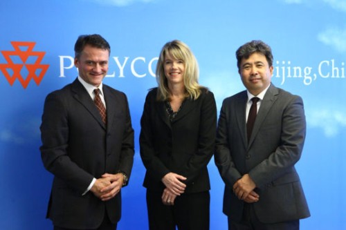 Polycom��̫�^(q��)�����ձȺ����������ޅ^(q��)����Hansjoerg Wagner (��һ)��Polycomȫ���N(xi��o)�ۈ�(zh��)�и�����Tracey Newell(����)��Polycom�Ї�(gu��)�^(q��)����(j��ng)�����(��һ)